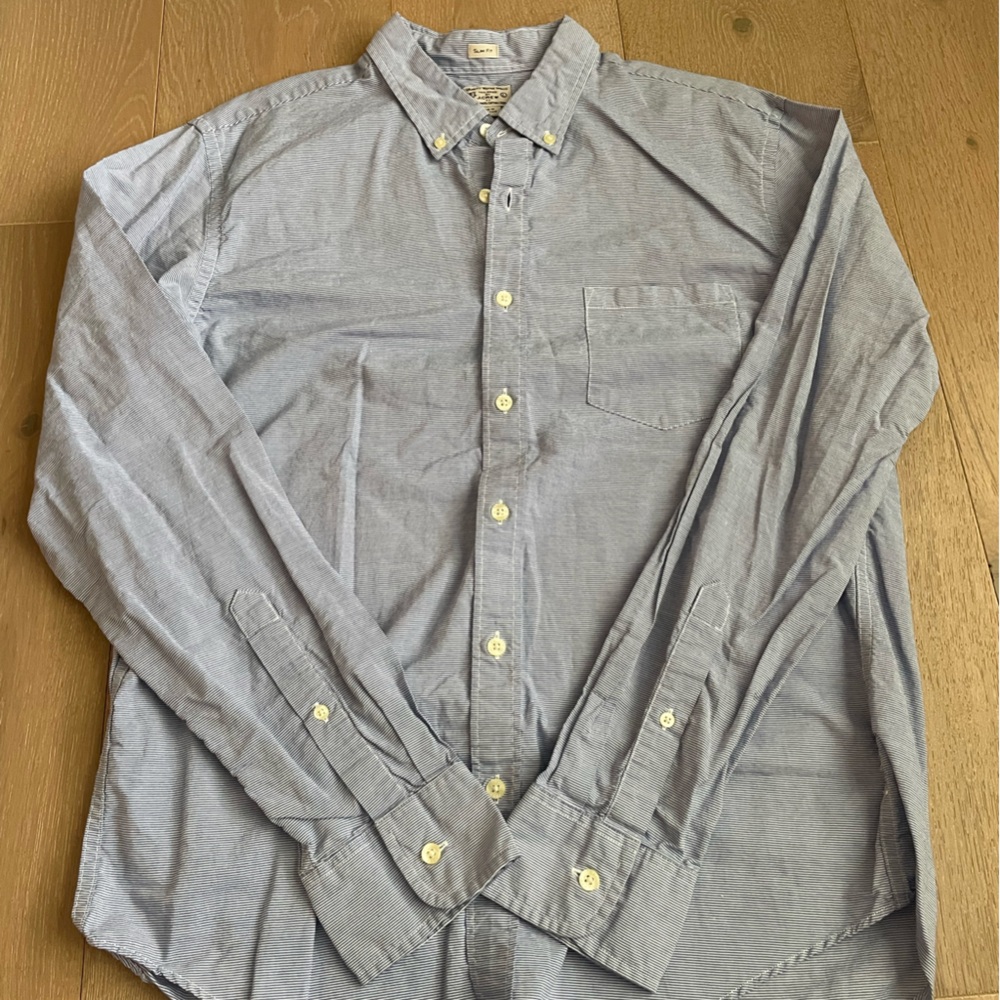 Men's J Crew blue and white button down
